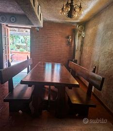 tavolo panche legno massello larice x taverna