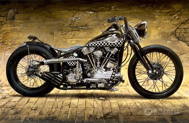 Harley Davidson Knucklehead Moto Stampa Poster