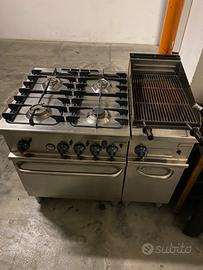 professionale ALPENINOX 4 fuochi con forno + Fry