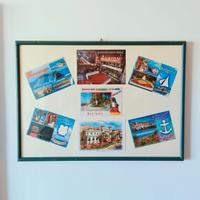 Quadro vintage collage di cartoline Riviera Ligure