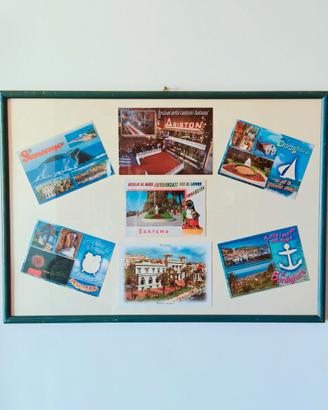 Quadro vintage collage di cartoline Riviera Ligure