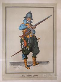 Stampa Antica Arte Militare Esercito Epoca 45 x 36