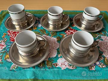Servizio da 5 tazze vintage porcellana + piattino