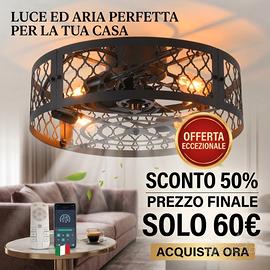 Ventilatore Soffitto Luce Ganeed 50cm Telecomando
