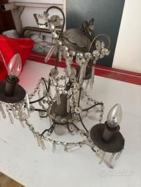 Lampadario vintage antico struttura a gabbia