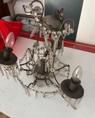Lampadario vintage antico struttura a gabbia