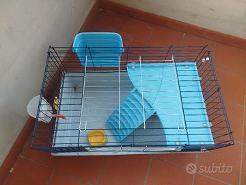 Gabbia per conigli nani, cavie con  accessori 
