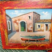 Olio Su Tela Antonino Cammarata Opera:Casa Di Pesc