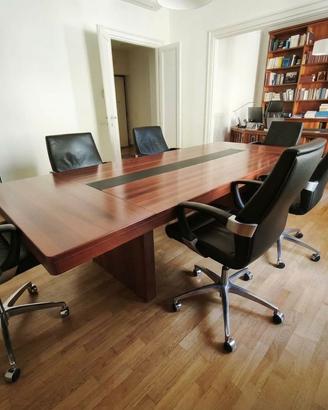 Tavolo Sala Riunione Noce + n. 6 Poltrone Pelle