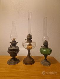 lampade petrolio peltro e vetro