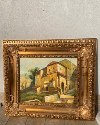 Quadro olio su tela con cornice in legno