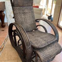 Sdraio Vintage bamboo e rattan anni 60 regolabile