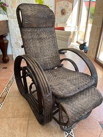 Sdraio Vintage bamboo e rattan anni 60 regolabile