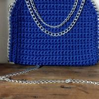 Borsa blu fatta a mano uncinetto