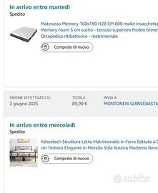 Materasso con struttura