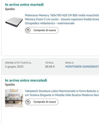 Materasso con struttura