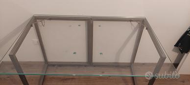 vetro piano con supporti acciaio 