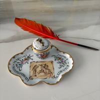 Calamaio Limoges dipinto a mano, decori in rilevo