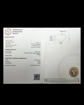 diamante pietra naturale 0.65carati 