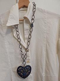 Collana vintage con medaglione a cuore viola -