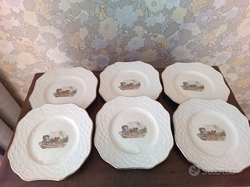 set 6 piatti piani vintage "London and Chester"