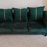 Divano 3 posti  verde bottoglia stile chesterfield