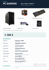 PC Gaming Ryzen 7 5800X RX 6800 XT 64GB SSD 1TB