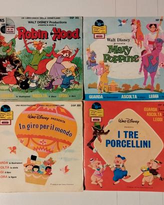 4 Vinili 45 Giri - Storie Disney + libretto