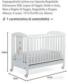 Lettino infanzia con spondine e materasso