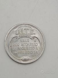 Gettone U.I.T.E. Genova 1944 Anno XXII R.S.I.