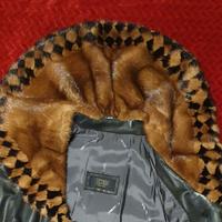 Cappotto in pelle con visone a scacchiera