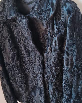 giacca astrakan pelliccia vestibilità taglia S