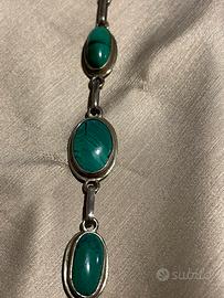 Bracciale vintage 1988 egitto argentone malachite