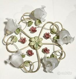 Plafoniera 5 Luci In metallo e vetro + Luci Led