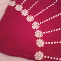 Tovaglia di lino rossa ricamata a mano x 8