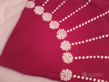 Tovaglia di lino rossa ricamata a mano x 8