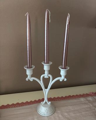 portacandele bianco a tre luci