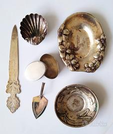 stock 6 piccoli oggetti argento 800