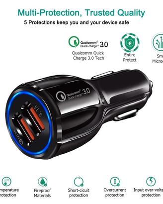 Caricabatterie  per auto rapido cellulari 2.0 3.0