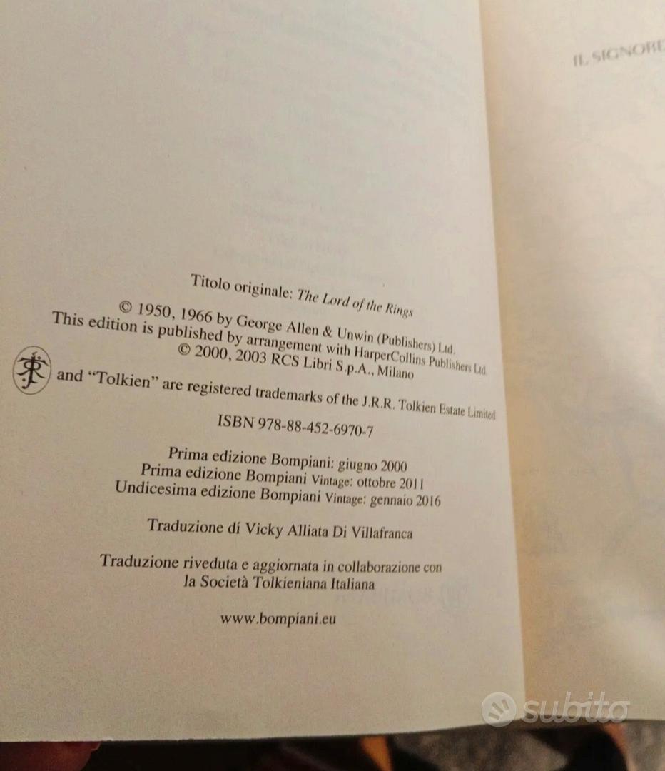 Tolkien collection: Il Signore degli Anelli, edizione Bompiani Vintage 2011