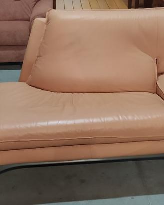 Chais longue in vera pelle color Rosa cipria