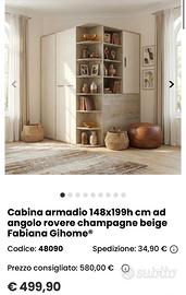 Cabina Armadio 148x199 cm ad angolo