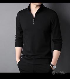 Long Sleeve T-shirt Half Zipped Stand