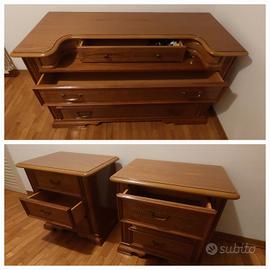cassettiera comò e comodini in legno