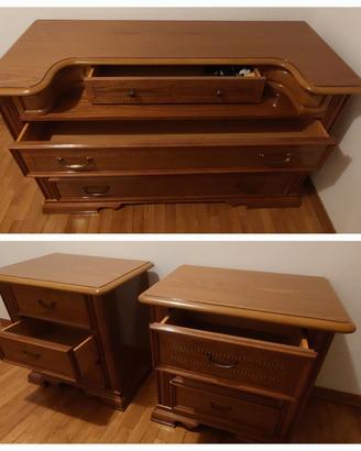 cassettiera comò e comodini in legno