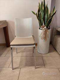 6 sedie acciaio con imbottitura ecopelle e tessuto