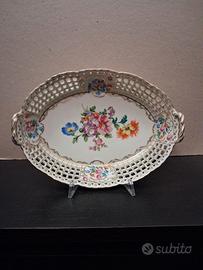 Ciotola traforata in porcellana decorata