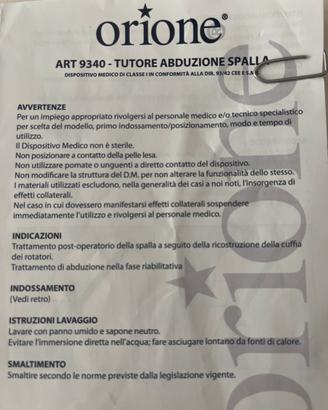 Tutore abduzione spalla