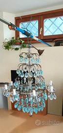 Lampadario vintage azzurro primi  novecento