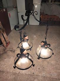 lampadario da taverna in ferro battuto 